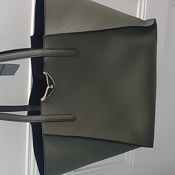 Zadig & Voltaire Le Borderline Tote Record Gold Khaki - Reversible to Blue Suede - Picture 1 of 16